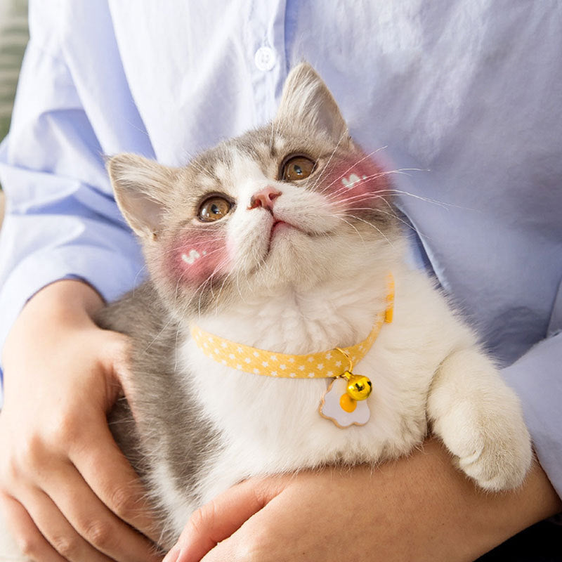 KFX-2149693 Adjustable Cat Collar with Bell and Bow Tie for Small Dogs and Pets, Ideal for Everyday Wear and Special Occasions