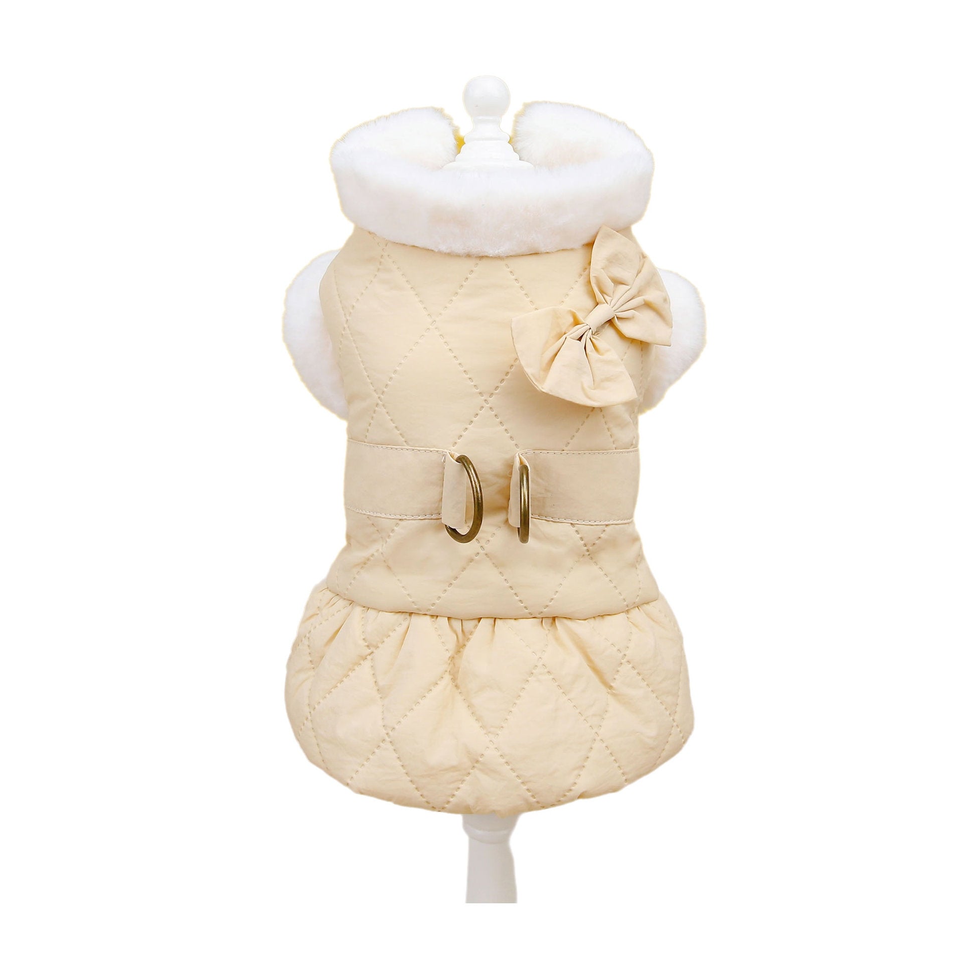 KFX-2150845 Adorable Cotton-Padded Butterfly Dress for Small Dogs in Apricot and Pink