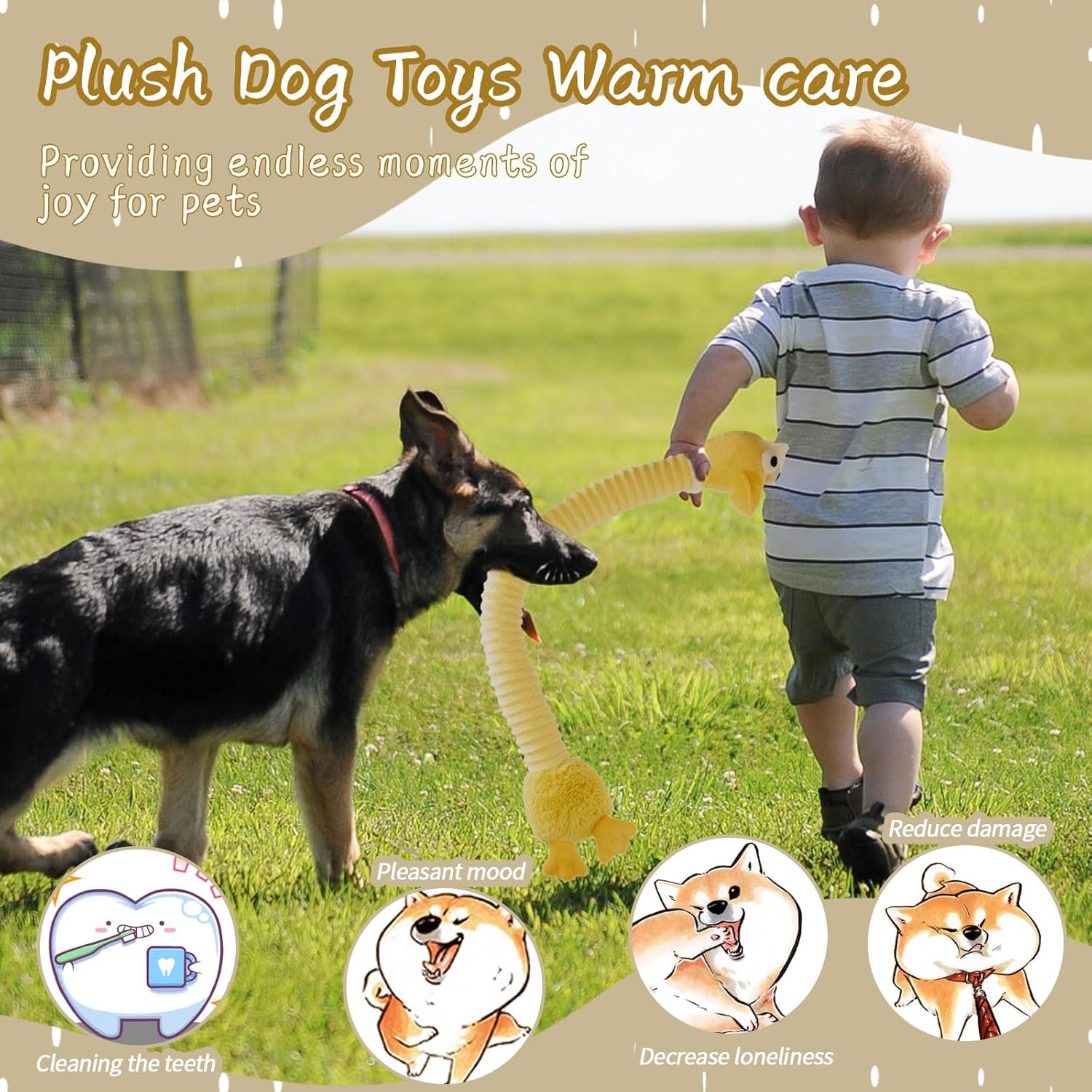 KFX-2153661 Plush Squeaky Crinkle Dog Toys for Puppies and Medium Dogs - Chew and Teething Playtime Activity