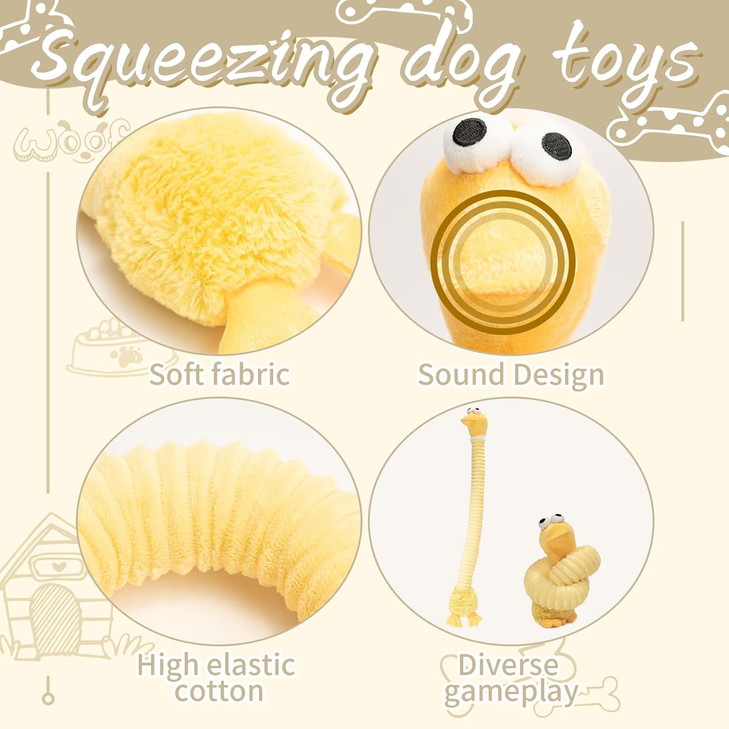 KFX-2153661 Plush Squeaky Crinkle Dog Toys for Puppies and Medium Dogs - Chew and Teething Playtime Activity