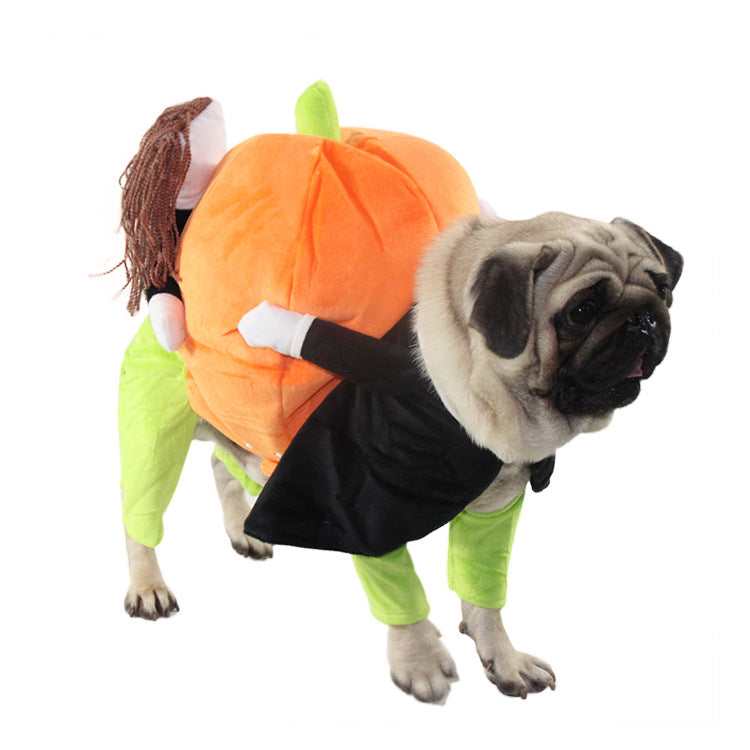 KFX-2156349 Halloween Pumpkin Pet Costume for Dogs - Soft Velvet Material, Multiple Sizes Available