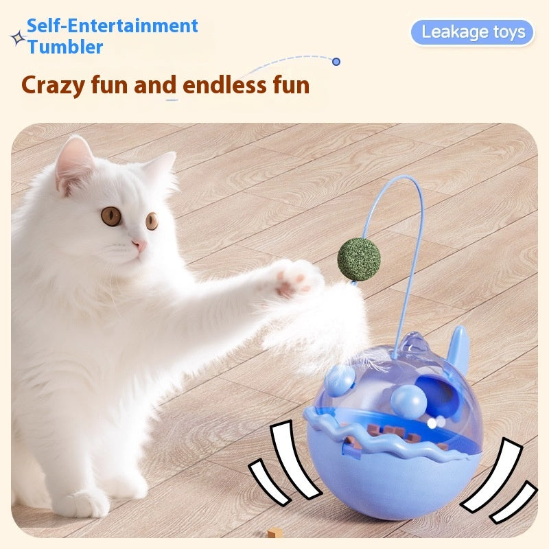 KFX-2159421 Interactive Cat Teaser Tumbler with Freeze-Dried Treats & Dropping Ball