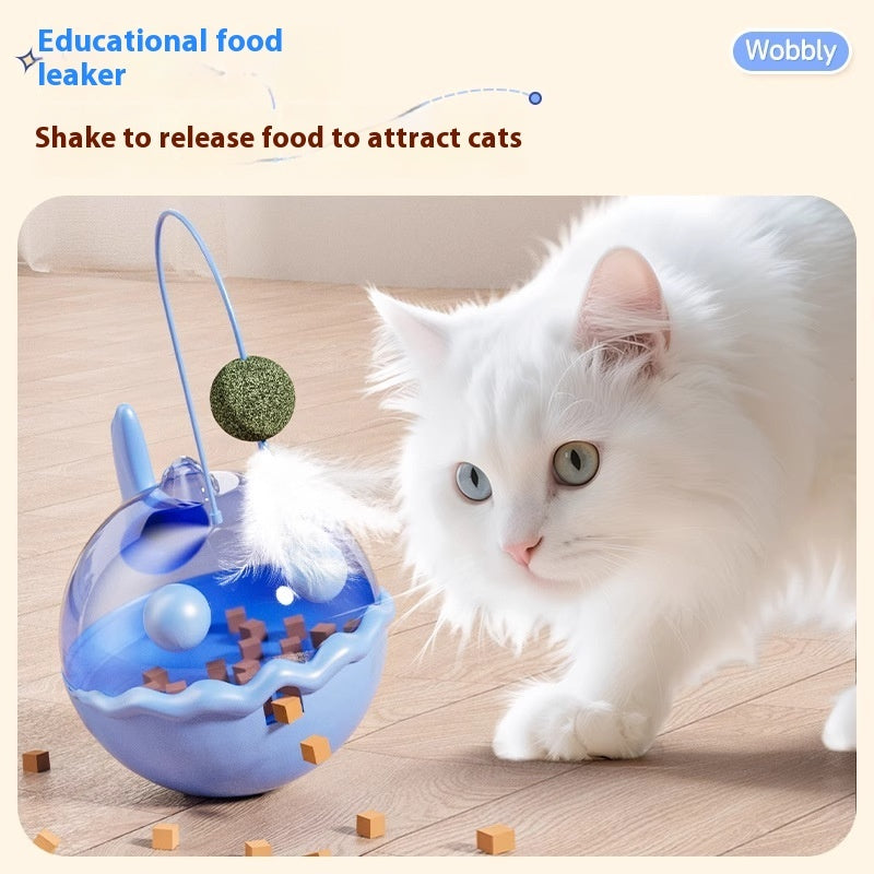 KFX-2159421 Interactive Cat Teaser Tumbler with Freeze-Dried Treats & Dropping Ball