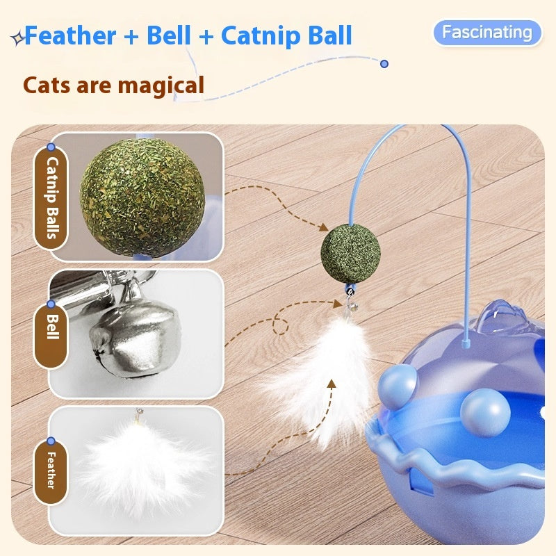 KFX-2159421 Interactive Cat Teaser Tumbler with Freeze-Dried Treats & Dropping Ball