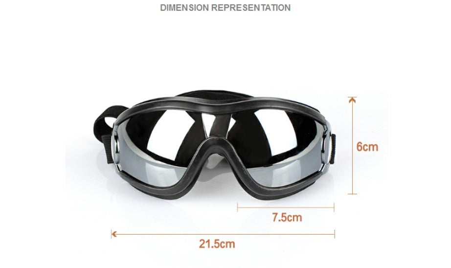 KFX-2159549 Waterproof UV Protecting Dog Goggles for Large Dogs - Black PVC Frame and PC Lens