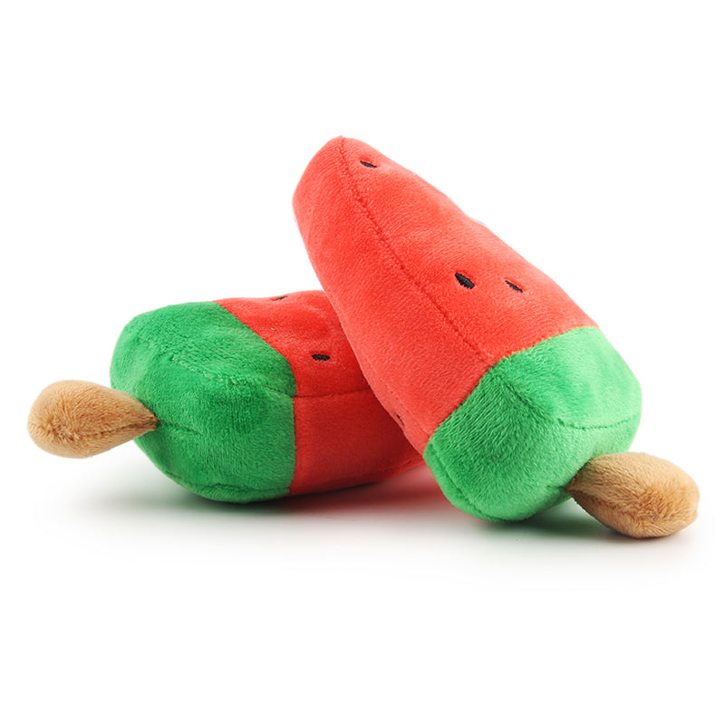 KFX-2160573 Bite-Resistant Plush Toy Ball for Dogs in Red Watermelon Popsicle Design - 14.5cm
