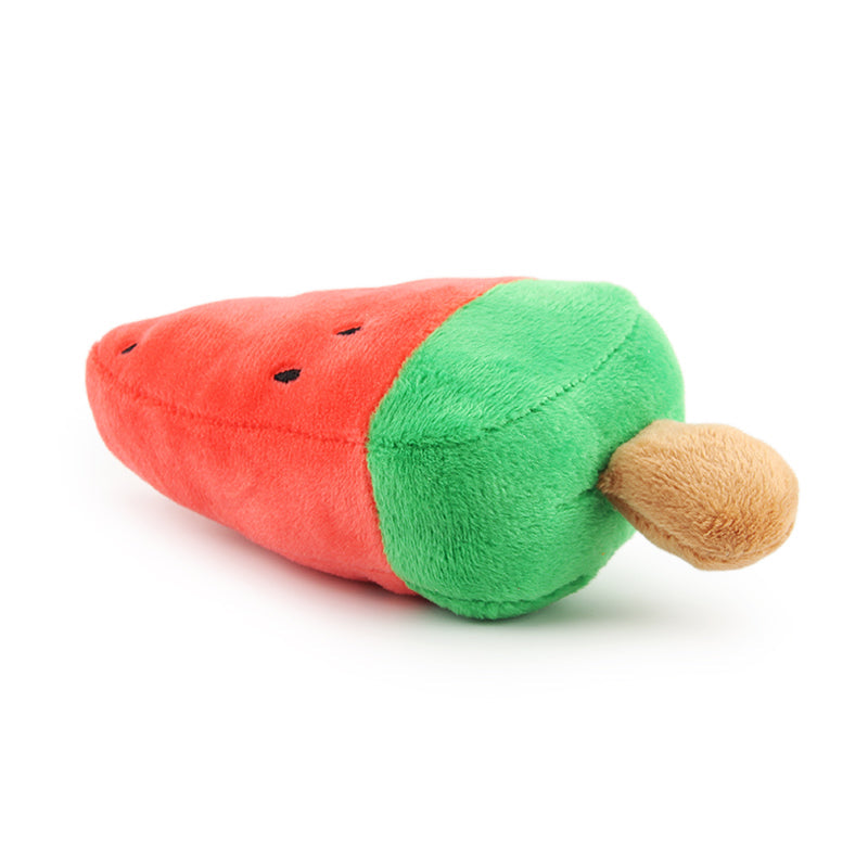 KFX-2160573 Bite-Resistant Plush Toy Ball for Dogs in Red Watermelon Popsicle Design - 14.5cm
