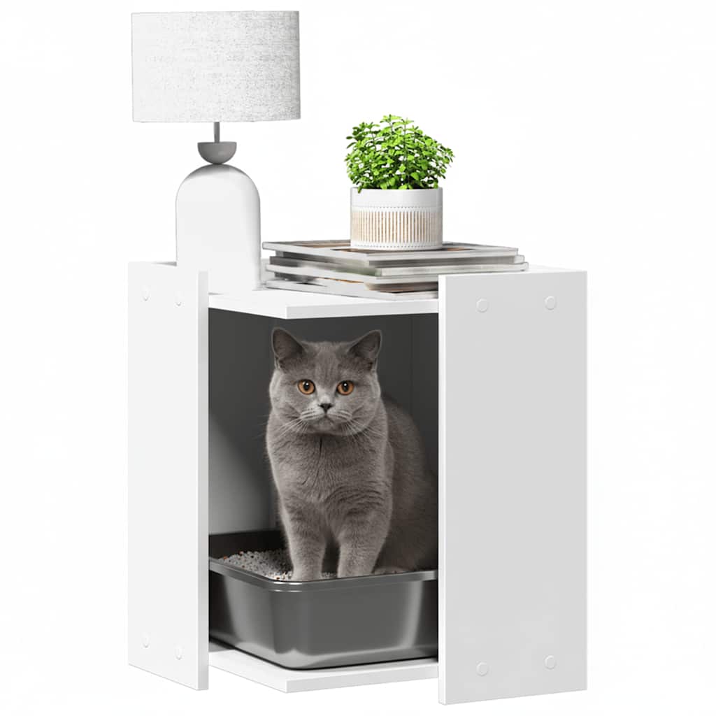 KFX-2161213 Wooden Cat Litter Box with Concealed Design, Durable Engineered Wood, Various Colors, 42x42x51 cm