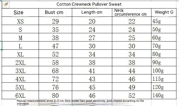 KFX-2163005 Cozy Cotton Pullover Sweater for Pets in Various Colors and Sizes