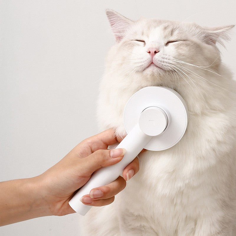 KFX-2163517 One-Click Floating Fine Needle Comb for Dogs and Cats - Stainless Steel, Available in Blue, Pink, White