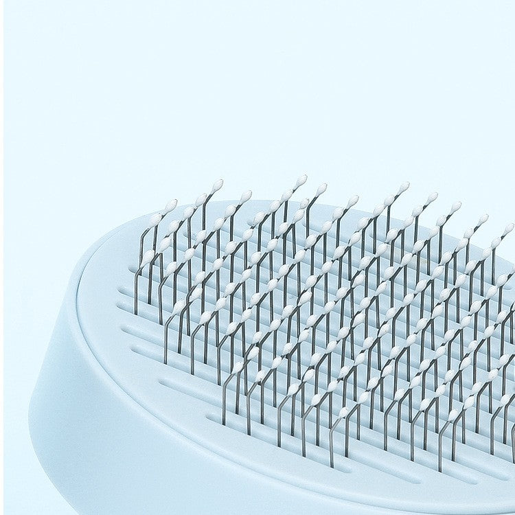 KFX-2163517 One-Click Floating Fine Needle Comb for Dogs and Cats - Stainless Steel, Available in Blue, Pink, White