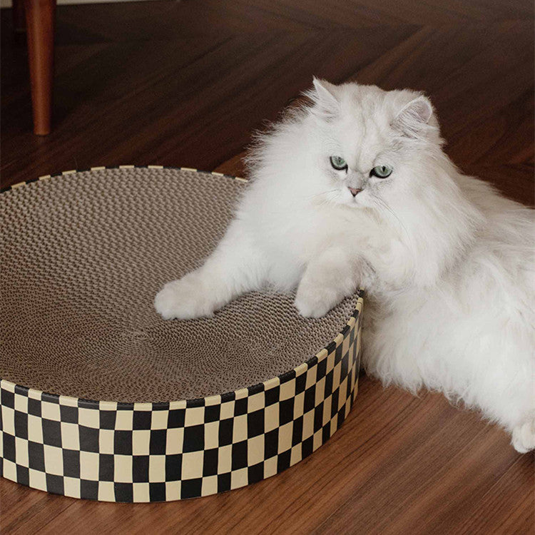 KFX-2163901 Stylish Round Corrugated Paper Cat Scratching Board Set - Wear-Resistant Design