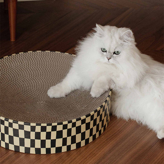 KFX-2163901 Stylish Round Corrugated Paper Cat Scratching Board Set - Wear-Resistant Design