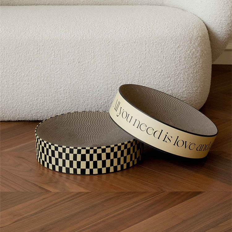 KFX-2163901 Stylish Round Corrugated Paper Cat Scratching Board Set - Wear-Resistant Design