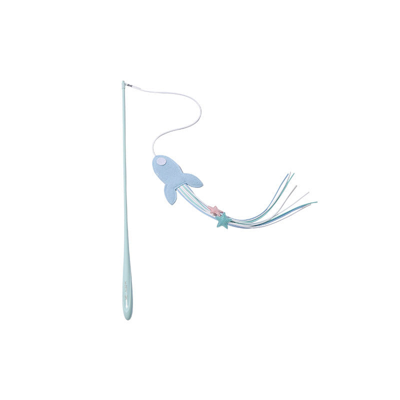 KFX-2165181 Cat Teaser Toy with Feathers and Long Bite-Resistant Pole for Engaging Playtime