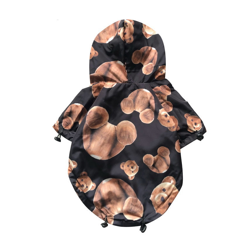 KFX-2165309 Net Red Brown Polyester Dog Raincoat for Autumn and Winter – Two-Legged Design, Available in Multiple Sizes