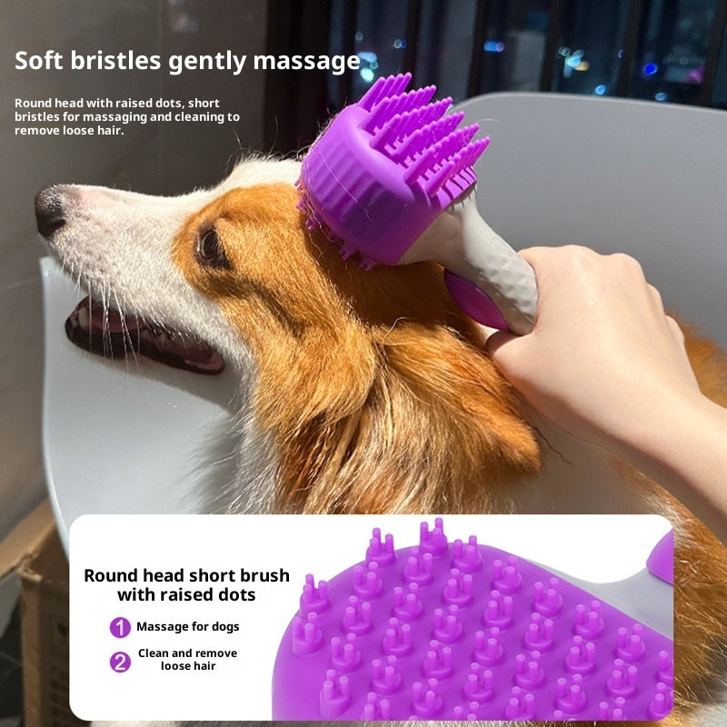 KFX-2165565 Silicone Pet Shower Brush for Dog Bathing and Massage, Available in Purple and Blue