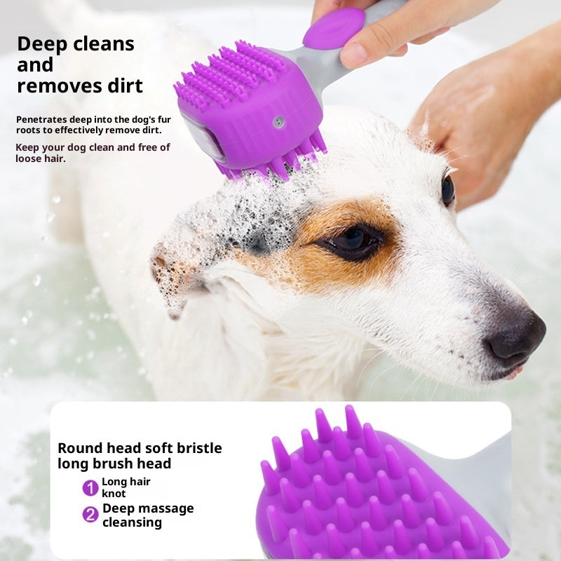 KFX-2165565 Silicone Pet Shower Brush for Dog Bathing and Massage, Available in Purple and Blue