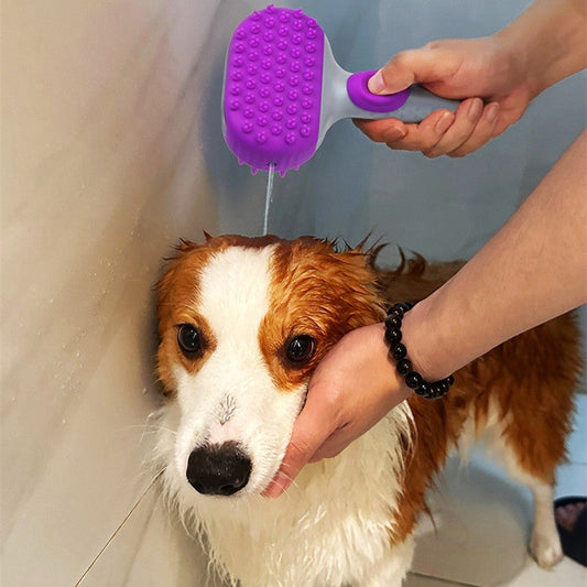 KFX-2165565 Silicone Pet Shower Brush for Dog Bathing and Massage, Available in Purple and Blue