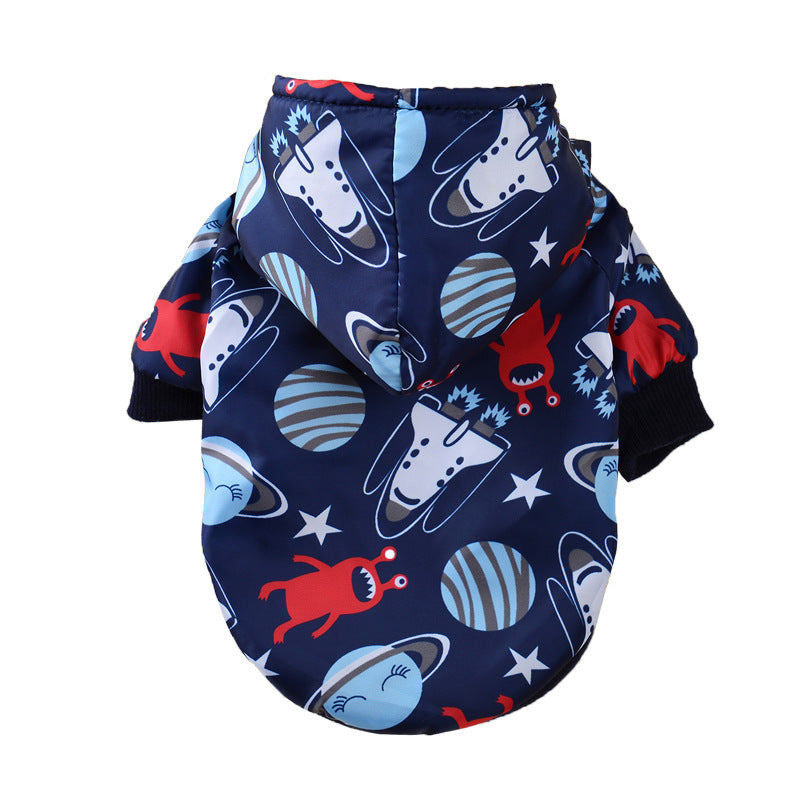 KFX-2168253 Plus Velvet Windbreaker for Small Dogs and Cats in Red or Blue Fashion Design