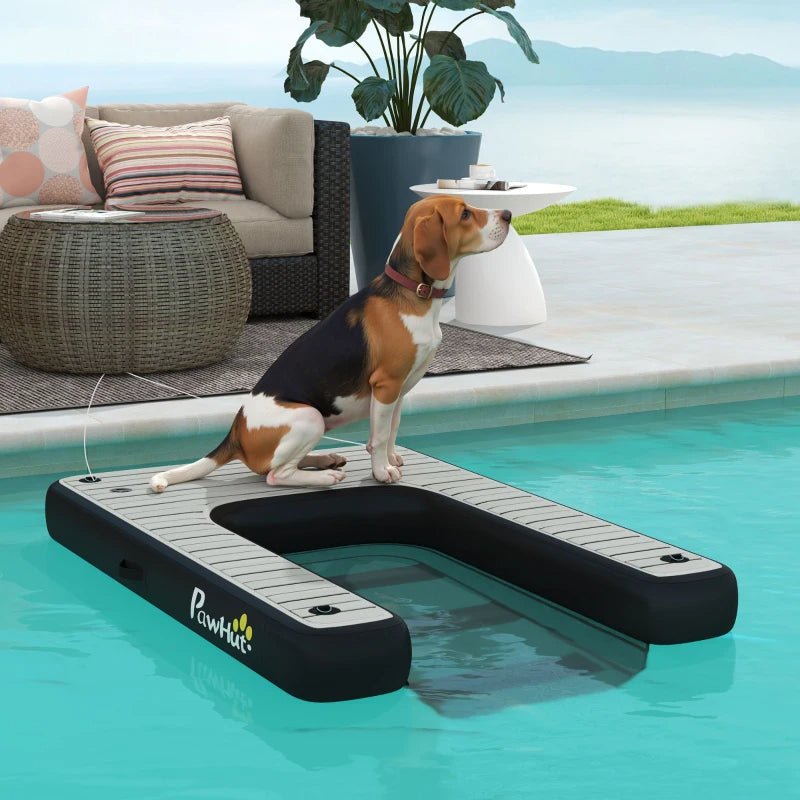 KFX-2169149 Inflatable Dog Boat Ramp with Non-Slip Platform for Easy Water Access, Supports Up to 286 lbs