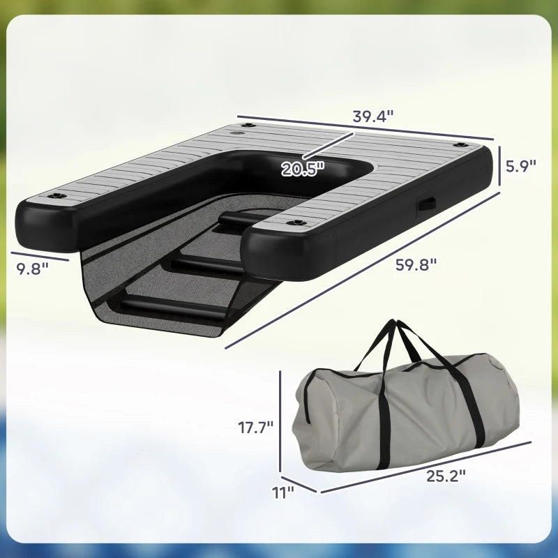 KFX-2169149 Inflatable Dog Boat Ramp with Non-Slip Platform for Easy Water Access, Supports Up to 286 lbs