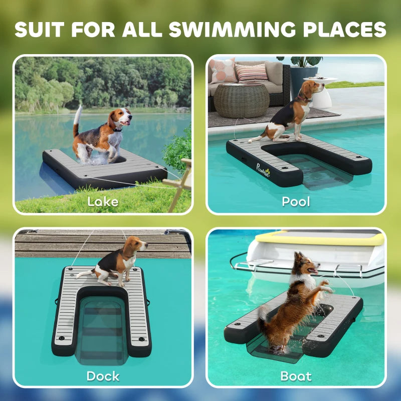 KFX-2169149 Inflatable Dog Boat Ramp with Non-Slip Platform for Easy Water Access, Supports Up to 286 lbs