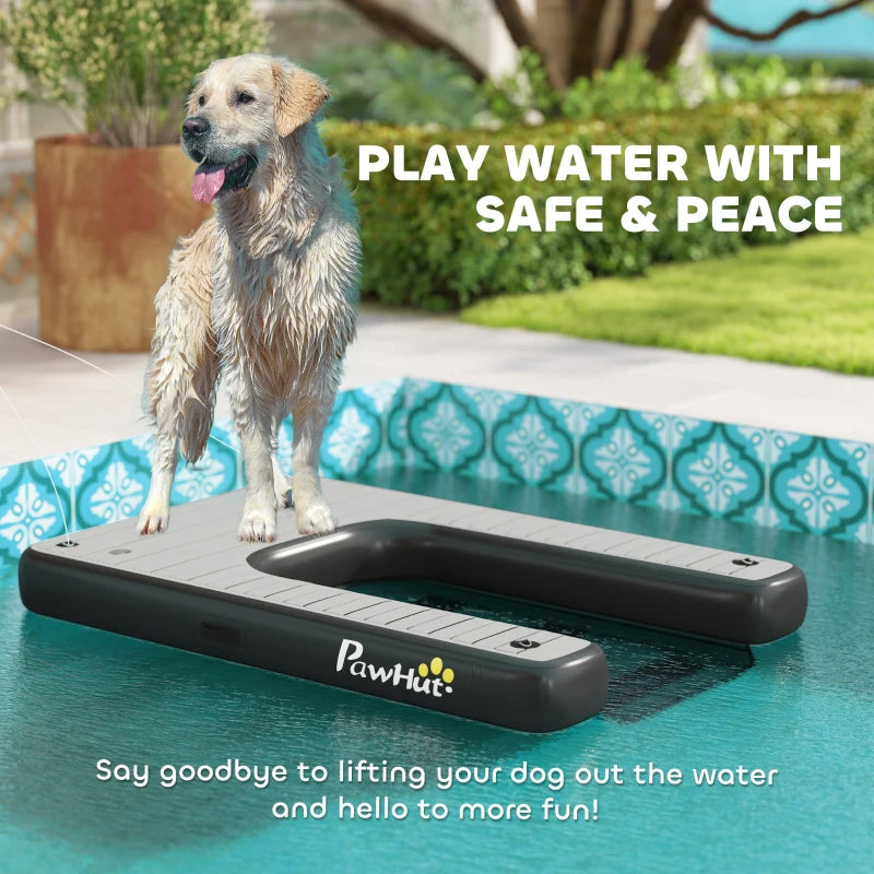 KFX-2169149 Inflatable Dog Boat Ramp with Non-Slip Platform for Easy Water Access, Supports Up to 286 lbs