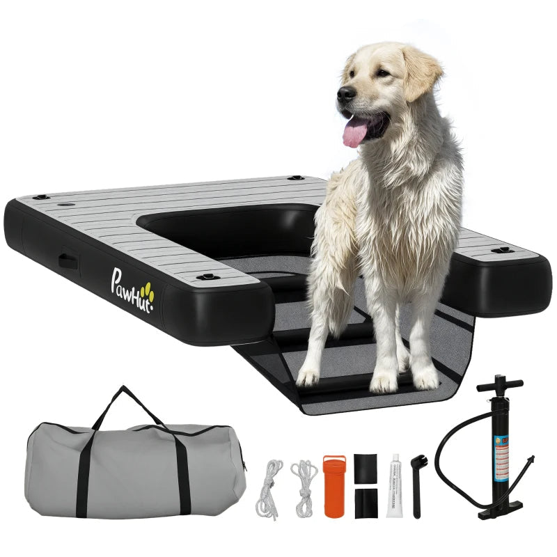 KFX-2169149 Inflatable Dog Boat Ramp with Non-Slip Platform for Easy Water Access, Supports Up to 286 lbs