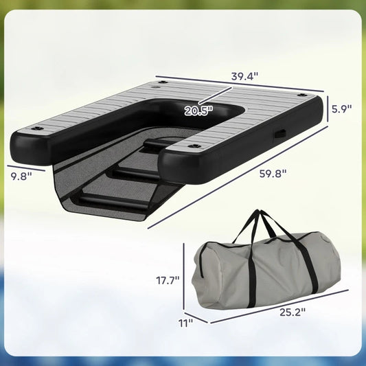 KFX-2169149 Inflatable Dog Boat Ramp with Non-Slip Platform for Easy Water Access, Supports Up to 286 lbs