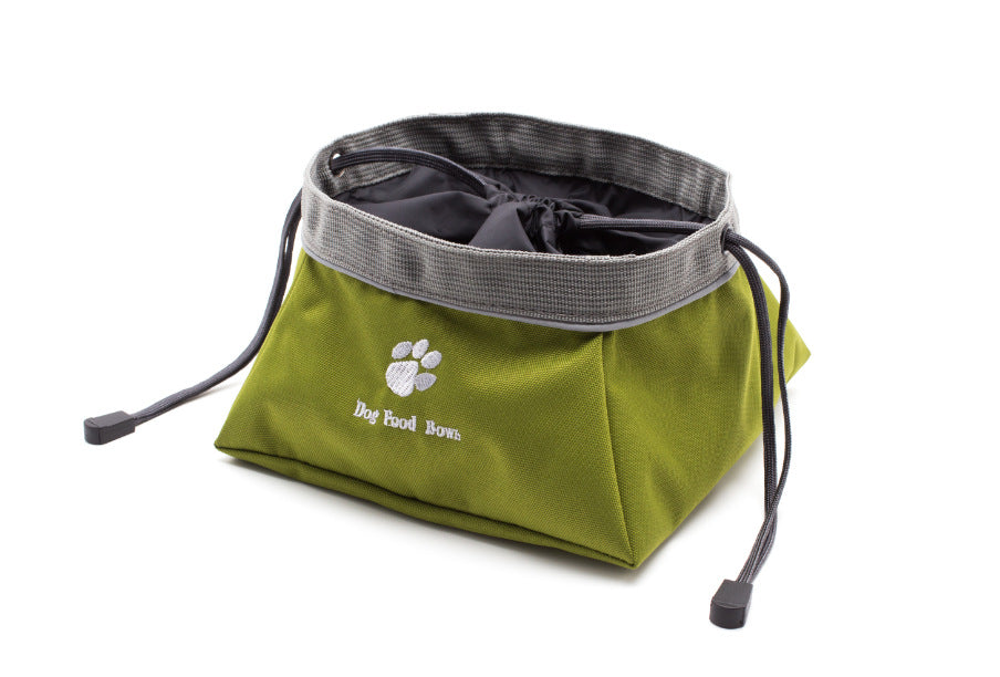 KFX-2169533 Collapsible Waterproof Pet Bowl for Food and Water, Eco-Friendly Materials, Green Color, 20x20x9.5 CM