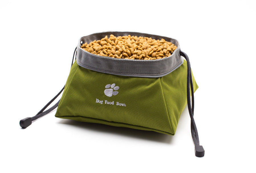 KFX-2169533 Collapsible Waterproof Pet Bowl for Food and Water, Eco-Friendly Materials, Green Color, 20x20x9.5 CM