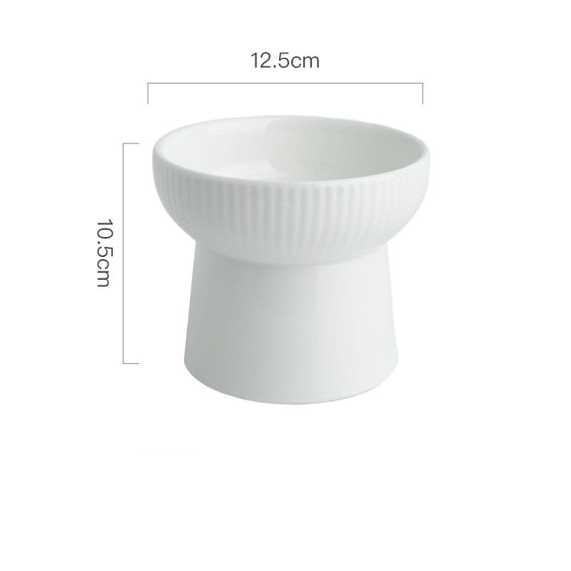 KFX-2169661 High Foot Ceramic Cat Bowl - 300ml Capacity for Food and Water
