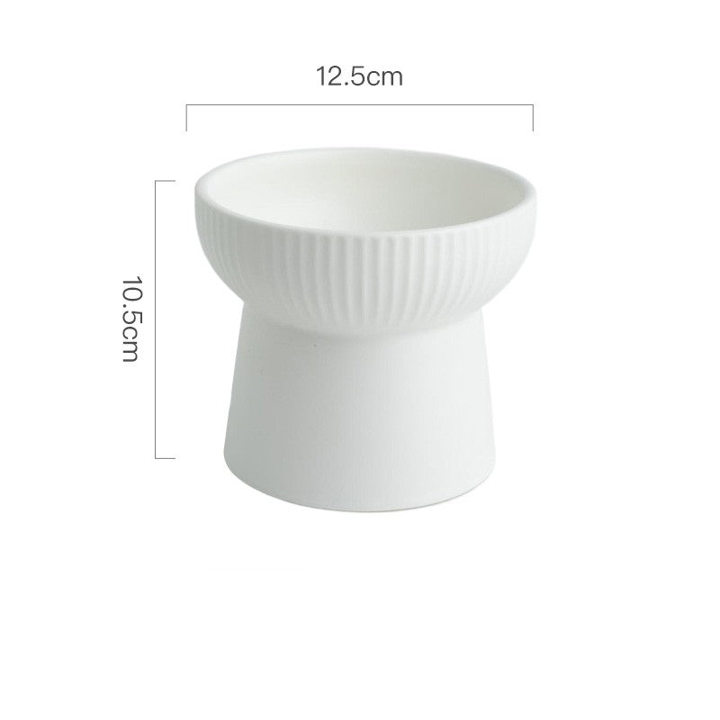 KFX-2169661 High Foot Ceramic Cat Bowl - 300ml Capacity for Food and Water