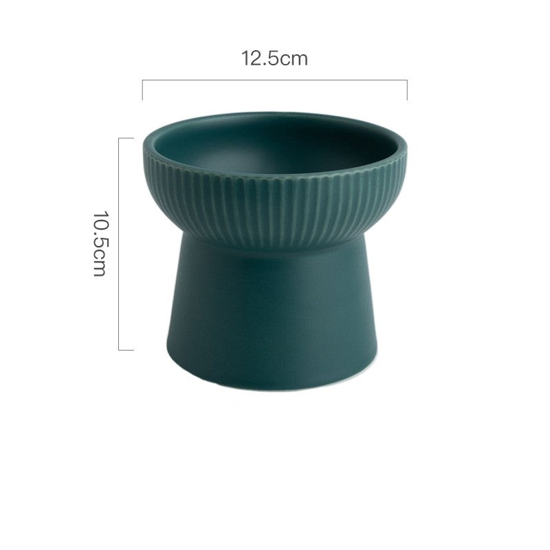 KFX-2169661 High Foot Ceramic Cat Bowl - 300ml Capacity for Food and Water