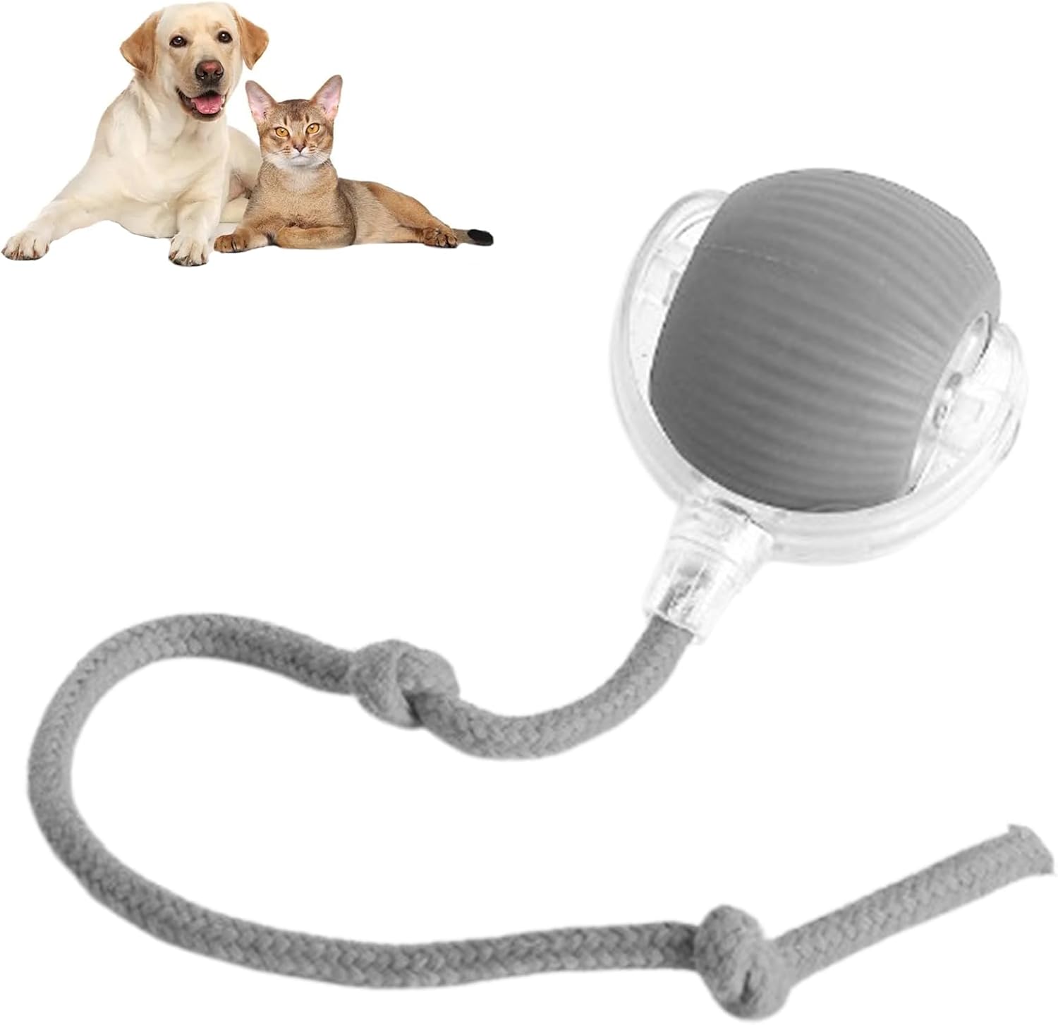 KFX-2170941 Automatic Rolling Pet Ball with Rope for Dogs and Cats - Interactive 360° Toy, 6.5cm