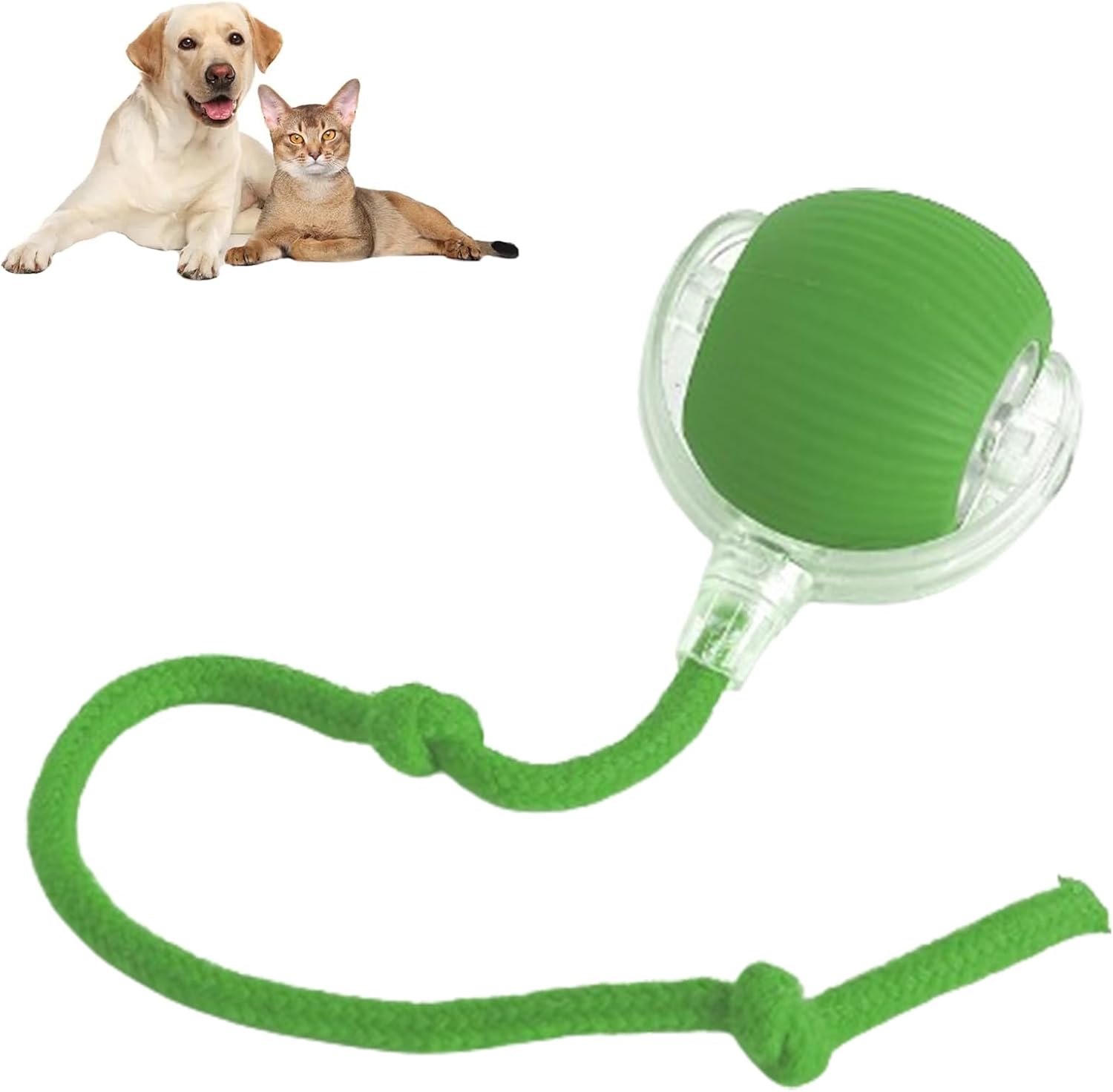 KFX-2170941 Automatic Rolling Pet Ball with Rope for Dogs and Cats - Interactive 360° Toy, 6.5cm