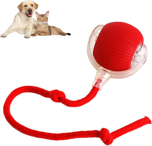 KFX-2170941 Automatic Rolling Pet Ball with Rope for Dogs and Cats - Interactive 360° Toy, 6.5cm