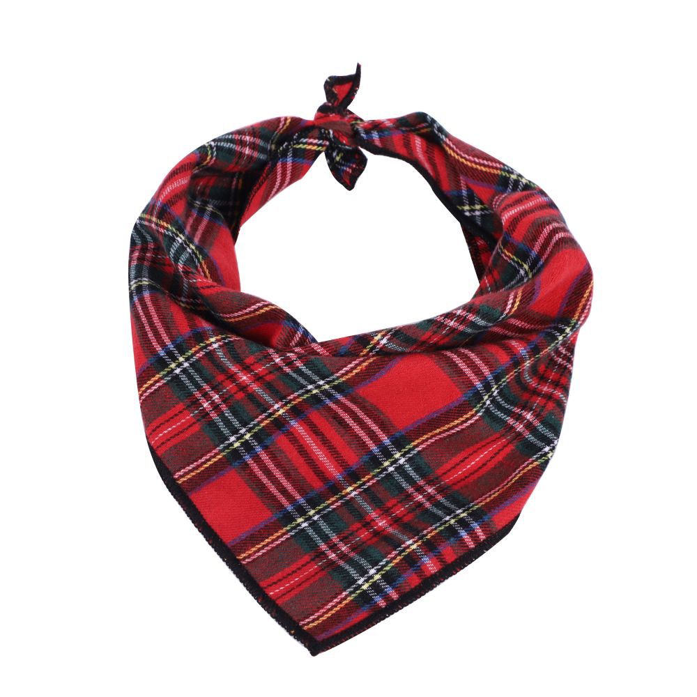 KFX-2171069 Christmas Triangle Pet Bib with Santa Deer Print - Durable Fabric Dog Scarf for Holiday Wear