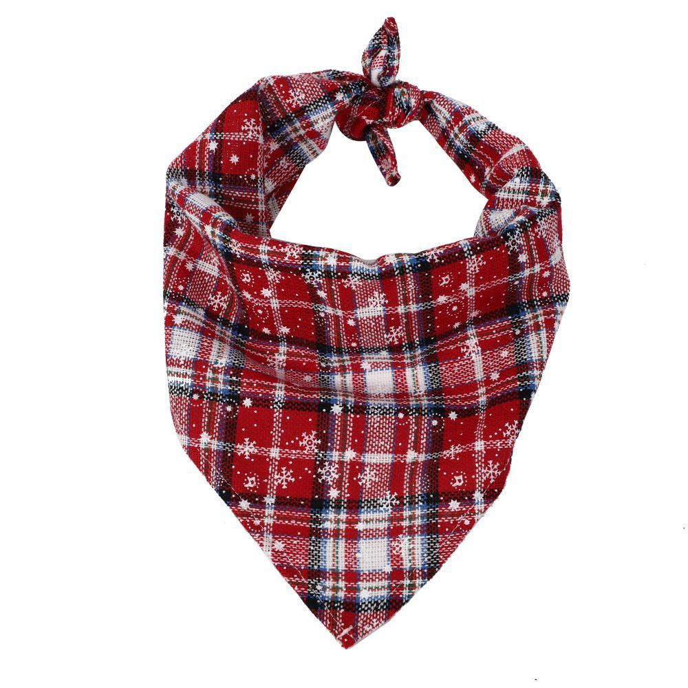KFX-2171069 Christmas Triangle Pet Bib with Santa Deer Print - Durable Fabric Dog Scarf for Holiday Wear