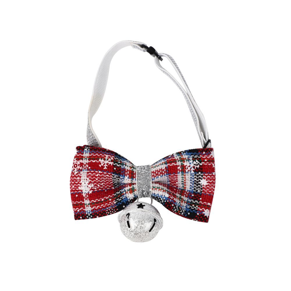 KFX-2171069 Christmas Triangle Pet Bib with Santa Deer Print - Durable Fabric Dog Scarf for Holiday Wear