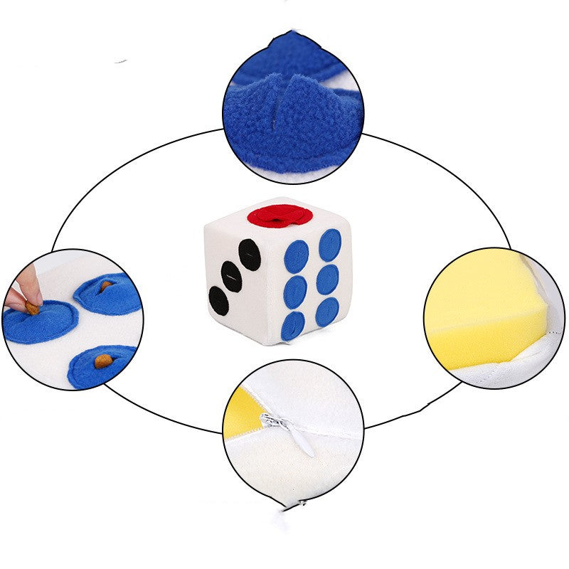 KFX-2173117 Colorful Dice-Shaped Dog Training Toy for Sniffing and Biting, 20x20x20CM, Made of Soft Polar Fleece