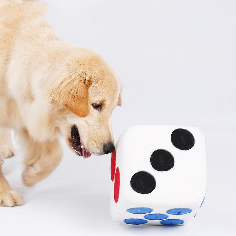 KFX-2173117 Colorful Dice-Shaped Dog Training Toy for Sniffing and Biting, 20x20x20CM, Made of Soft Polar Fleece