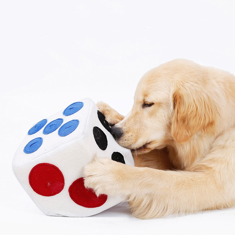 KFX-2173117 Colorful Dice-Shaped Dog Training Toy for Sniffing and Biting, 20x20x20CM, Made of Soft Polar Fleece