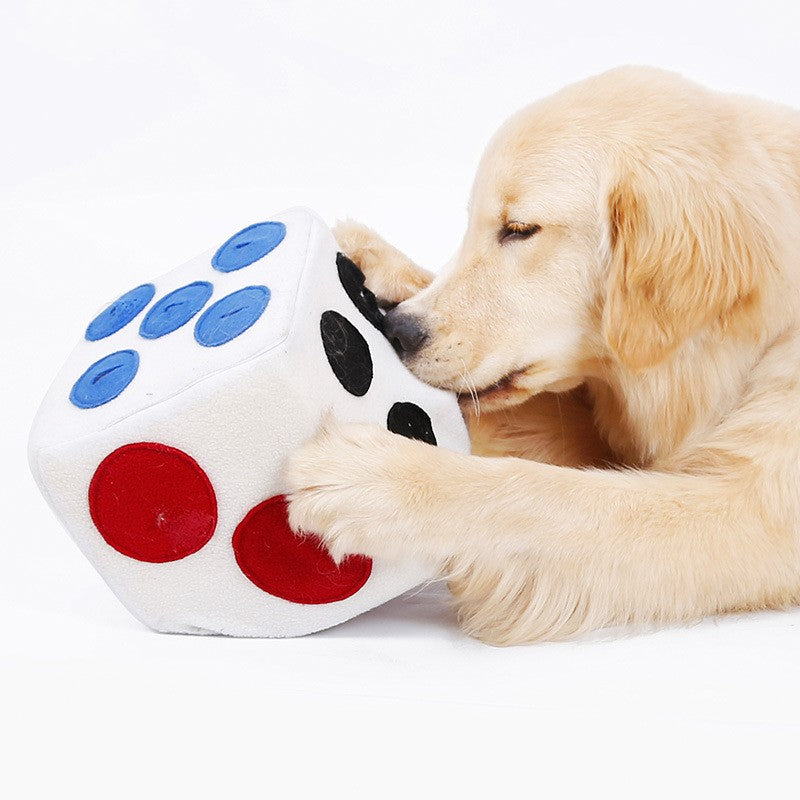 KFX-2173117 Colorful Dice-Shaped Dog Training Toy for Sniffing and Biting, 20x20x20CM, Made of Soft Polar Fleece