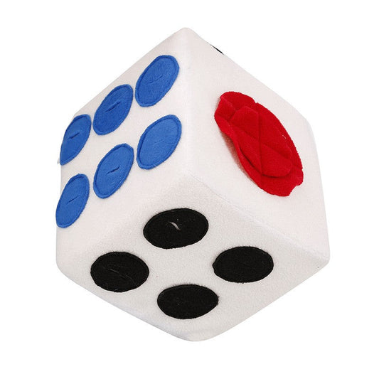 KFX-2173117 Colorful Dice-Shaped Dog Training Toy for Sniffing and Biting, 20x20x20CM, Made of Soft Polar Fleece