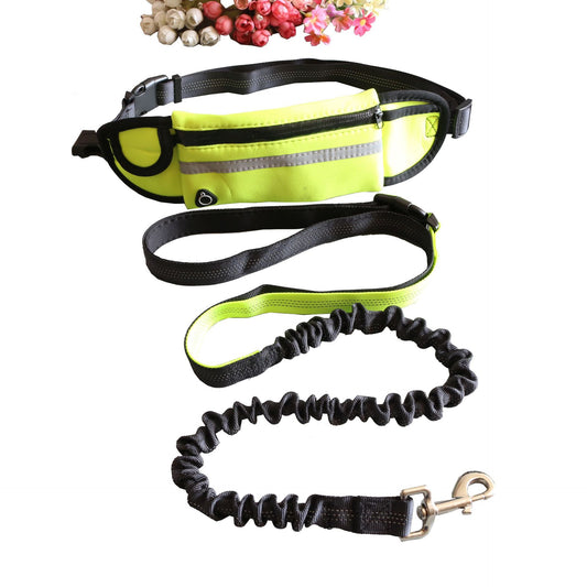 KFX-2173245 Adjustable Pet Traction Rope with Large Capacity Running Waist Bag Set