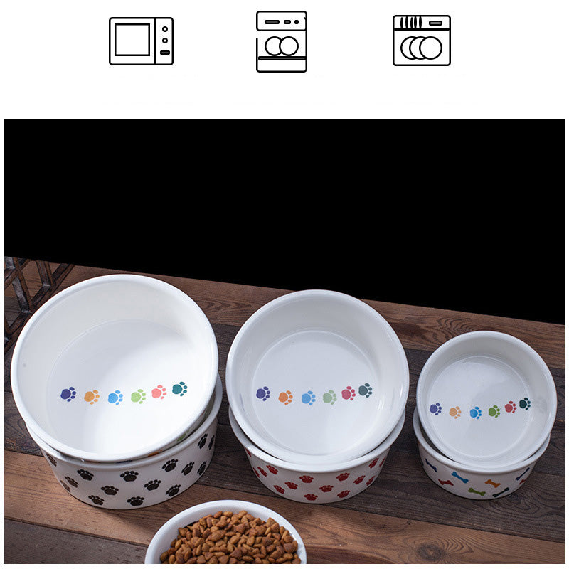KFX-2173629 Ceramic Round Pet Bowl - Dishwasher and Microwave Safe, 10-10.9cm Diameter