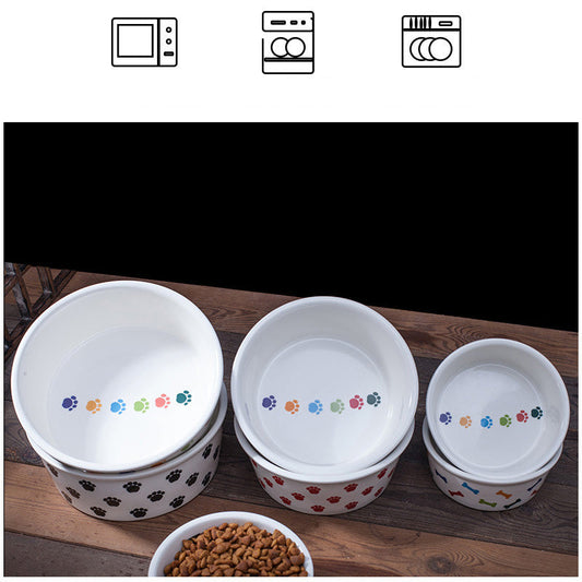 KFX-2173629 Ceramic Round Pet Bowl - Dishwasher and Microwave Safe, 10-10.9cm Diameter