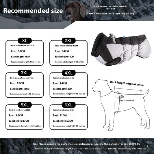 KFX-2174013 Reflective Waterproof Winter Clothes for Pets - Available in Black, Blue, Red, Rose Red, Sizes XL to 6XL
